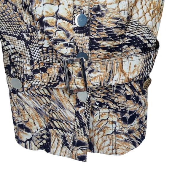 Vtg Cache Unique Statement Jacket Dragon Eagle Military Moto Belted Golden Sz L - Picture 5 of 16